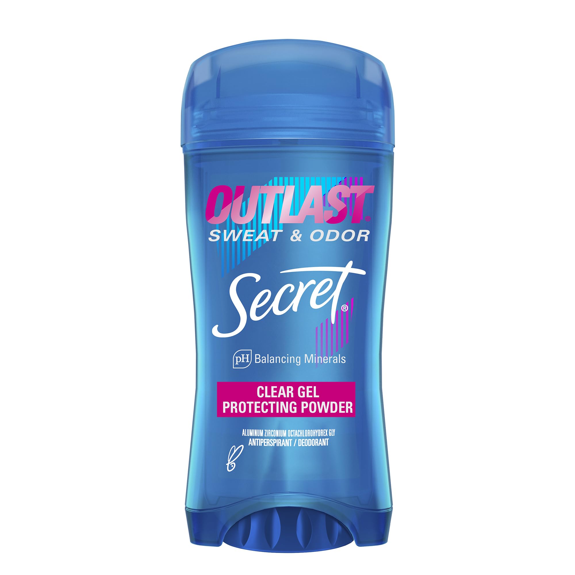 Secret Outlast antiperspirant, bouteille transparente, offre une protection durable contre la transpiration.