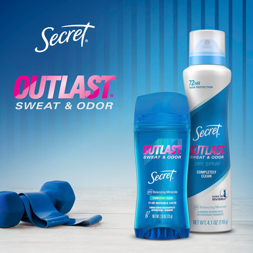 Secret Outlast application quotidienne rapide, sans résidu sur la peau.
