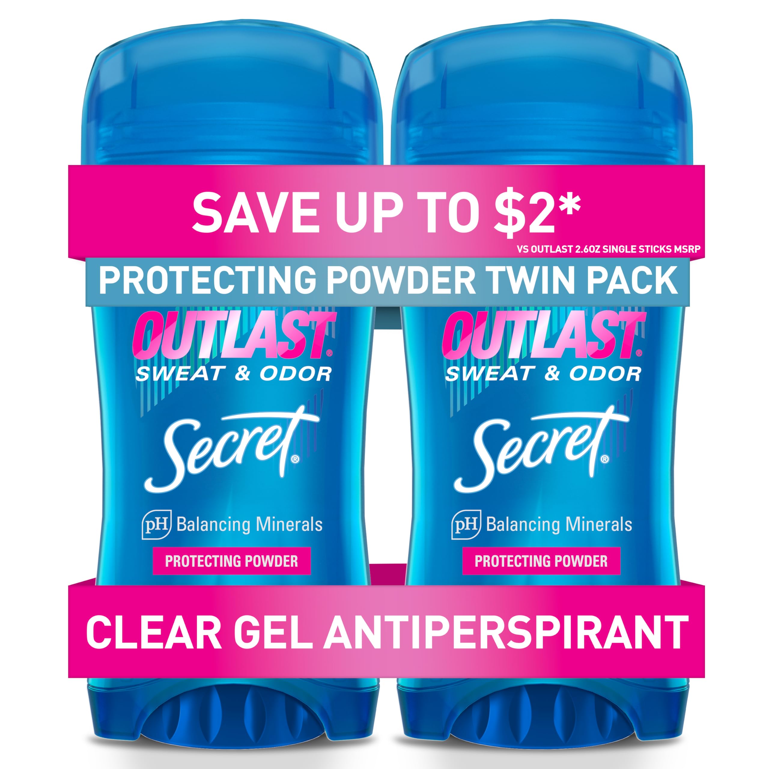 Secret Outlast : bouteille gel clair offrant une protection durable sans traces sur les vêtements.