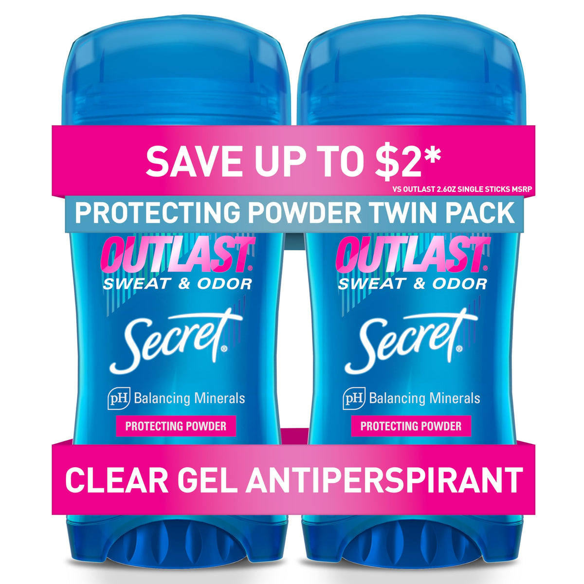Secret Outlast : bouteille gel clair offrant une protection durable sans traces sur les vêtements.