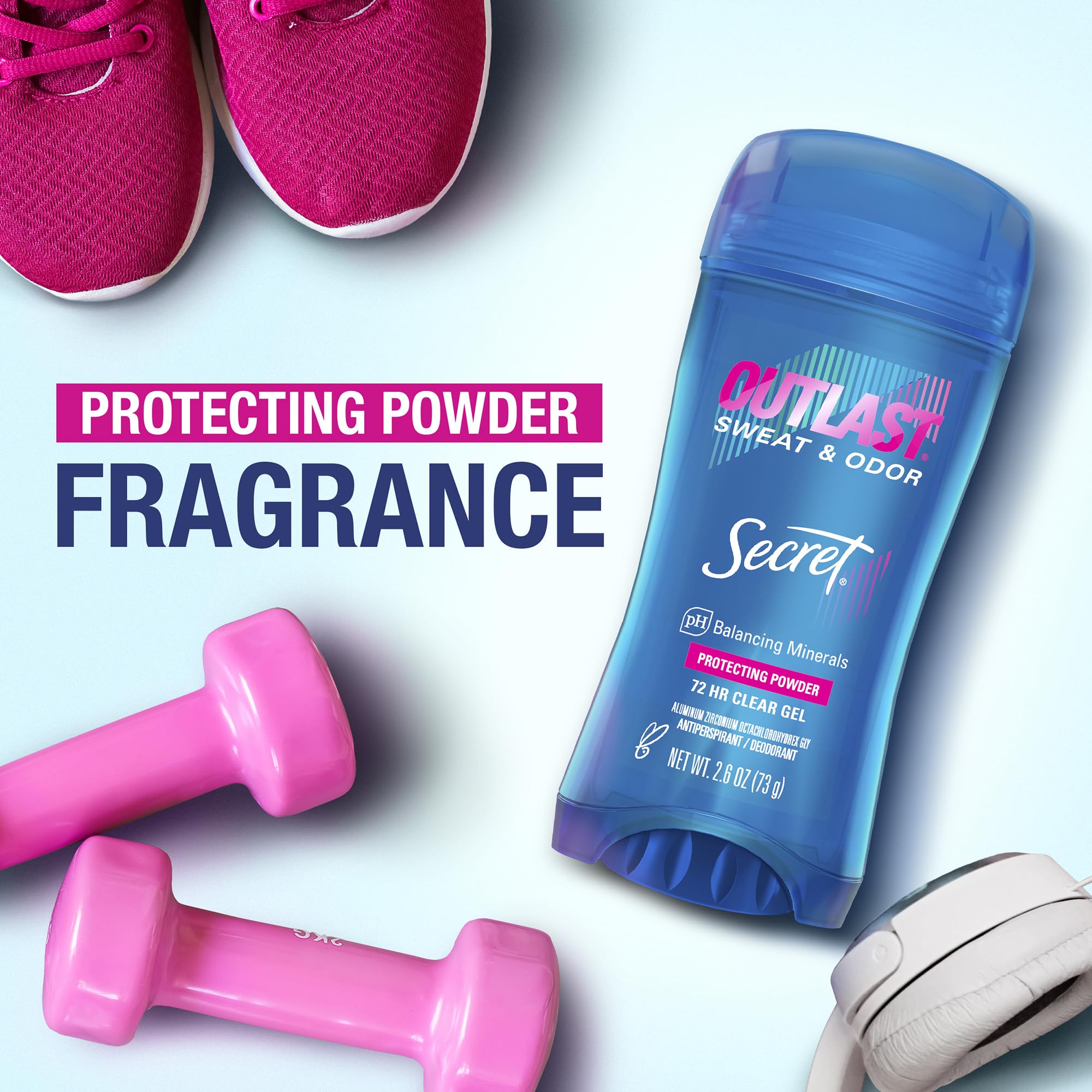 Secret Outlast gel transparent, texture lisse, application discrète et confortable.