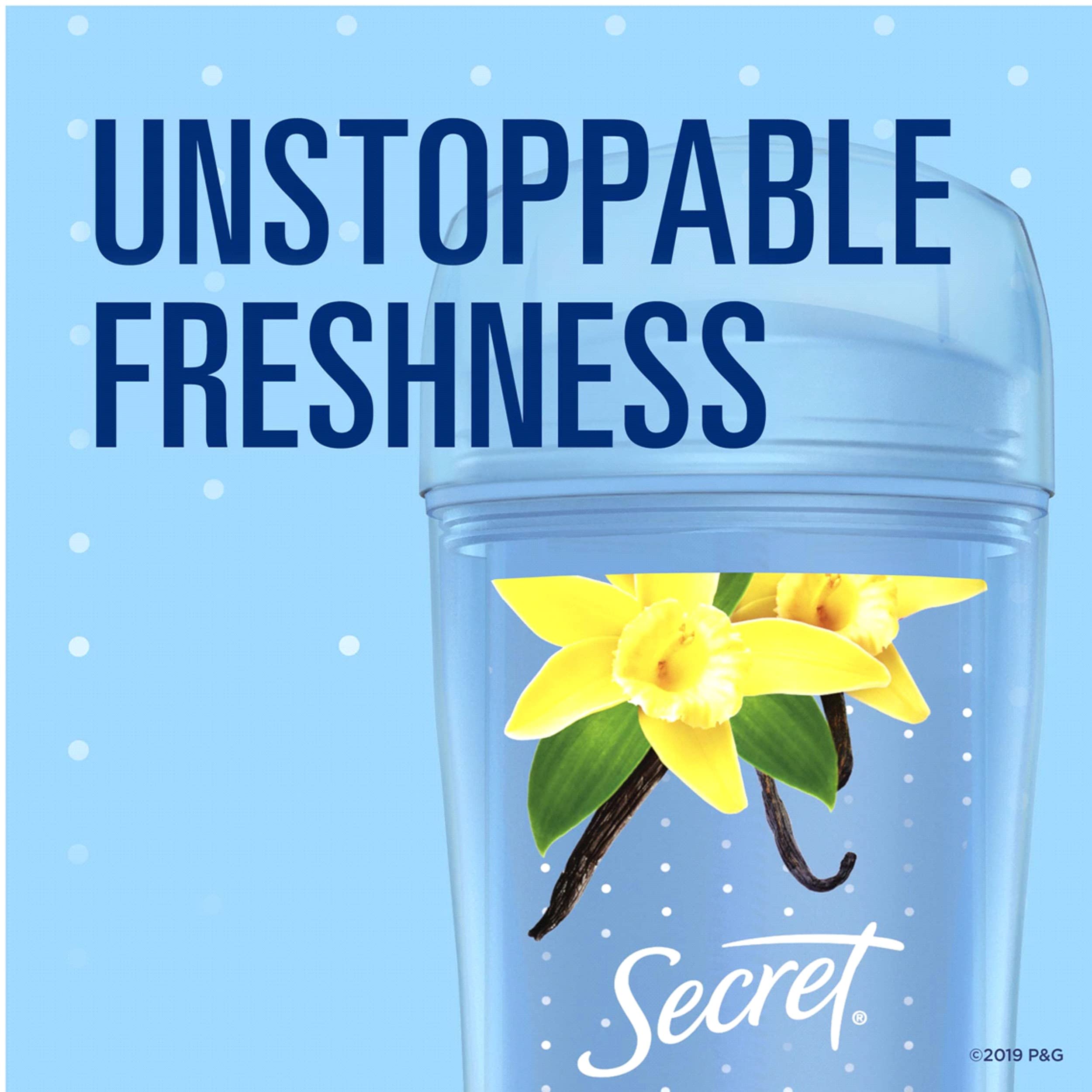 Transparent formula of Secret Scent Expressions leaves no visible residue.