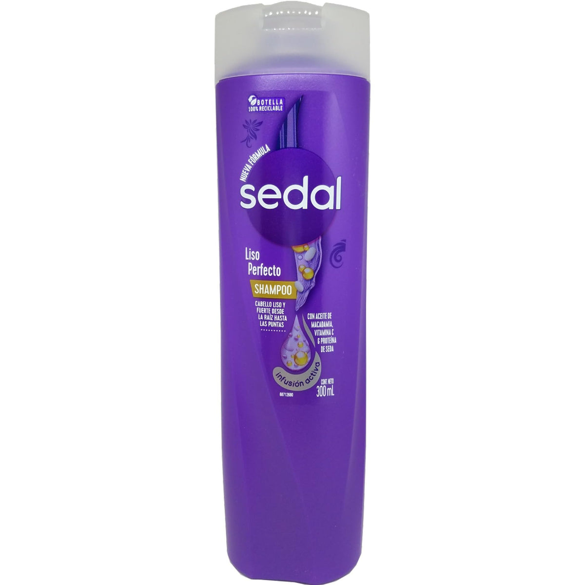 Sedal Liso Perfecto Shampoo 340 ml — bouteille, lissage et contrôle des frisottis.