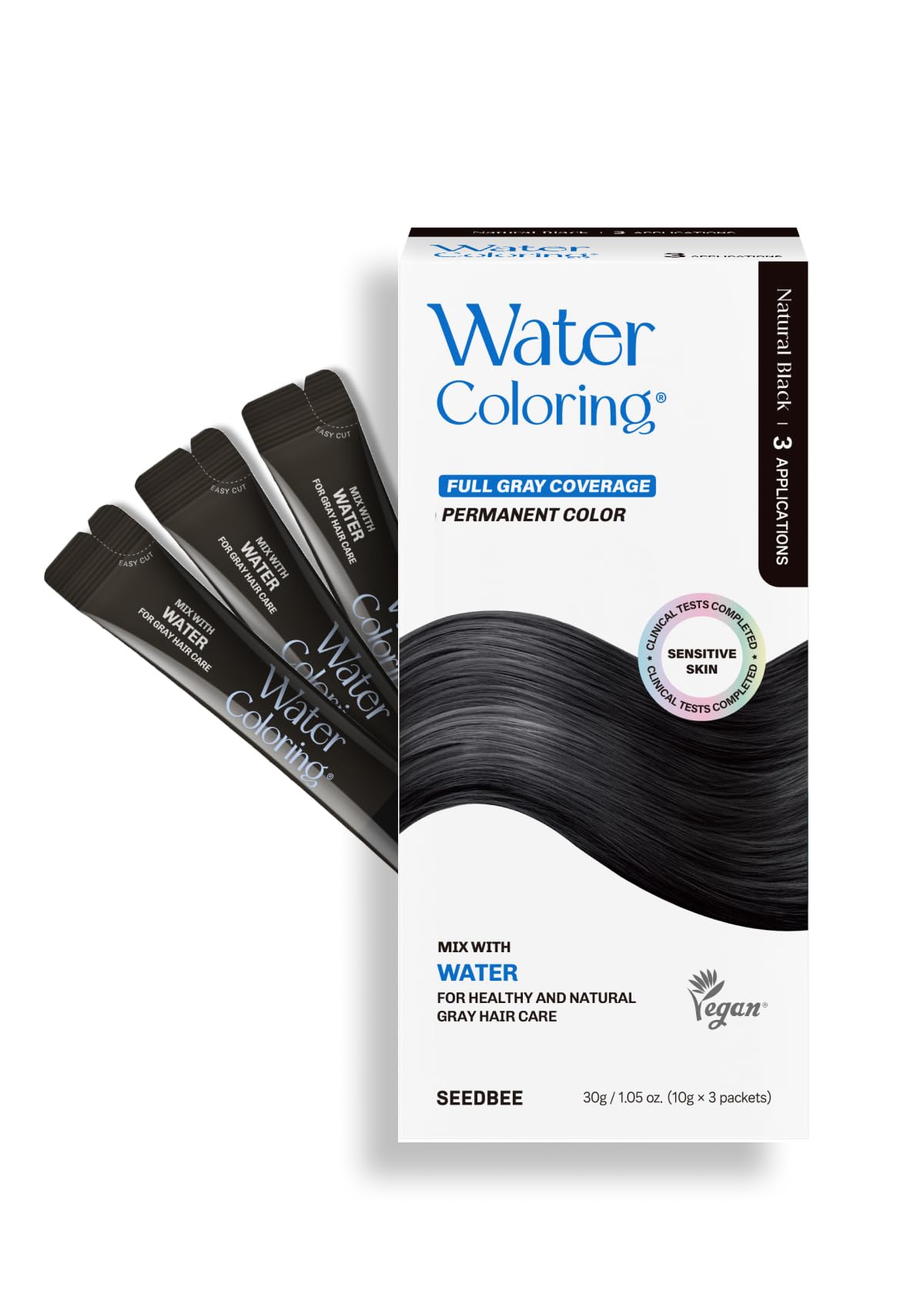 SEEDBEE poudre coloration noire naturelle pour couvrir les gris