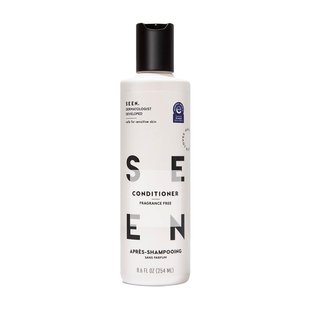 SEEN Conditionneur Sans Parfum – flacon élégant prêt pour soin capillaire non comédogène.
