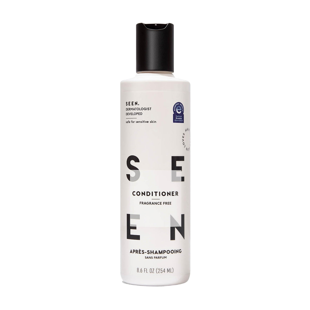 SEEN Conditionneur Sans Parfum – flacon élégant prêt pour soin capillaire non comédogène.