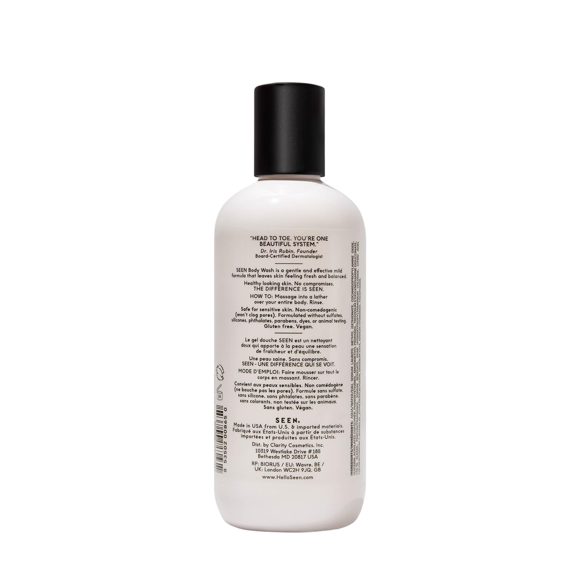 SEEN gel-douche mousse légère, texture onctueuse pour routine rapide.