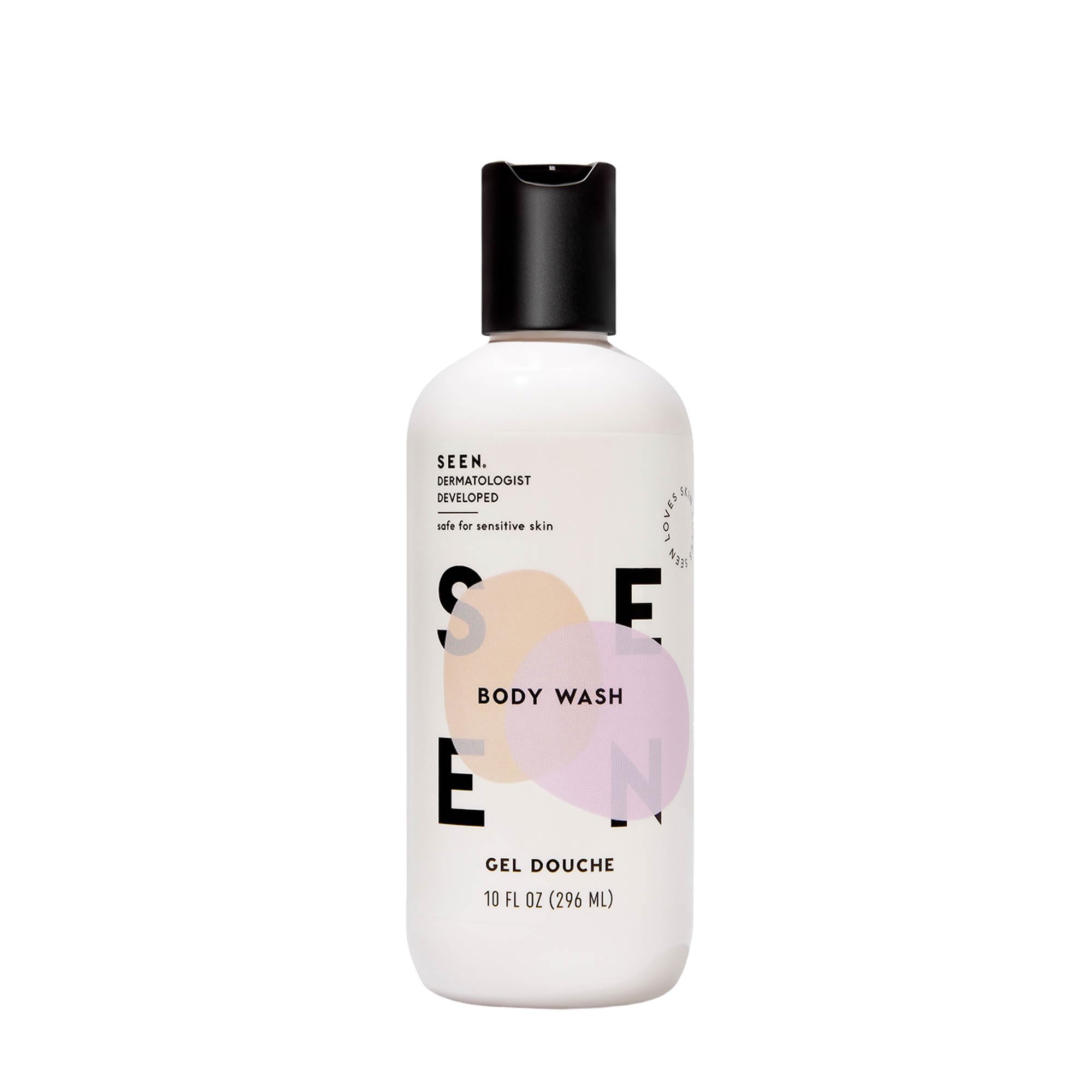 SEEN gel-douche parfumé, flacon élégant pour peau fraîche et douce.