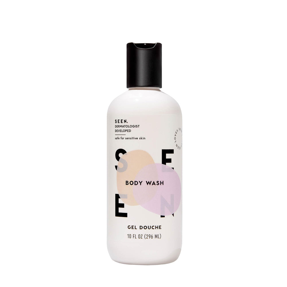 SEEN gel-douche parfumé, flacon élégant pour peau fraîche et douce.