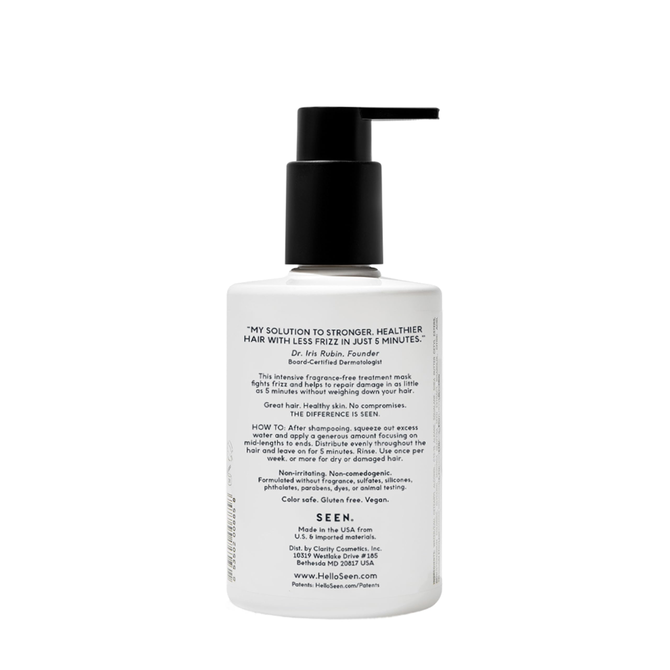 SEEN Masque texture soyeuse — cheveux plus doux après utilisation.