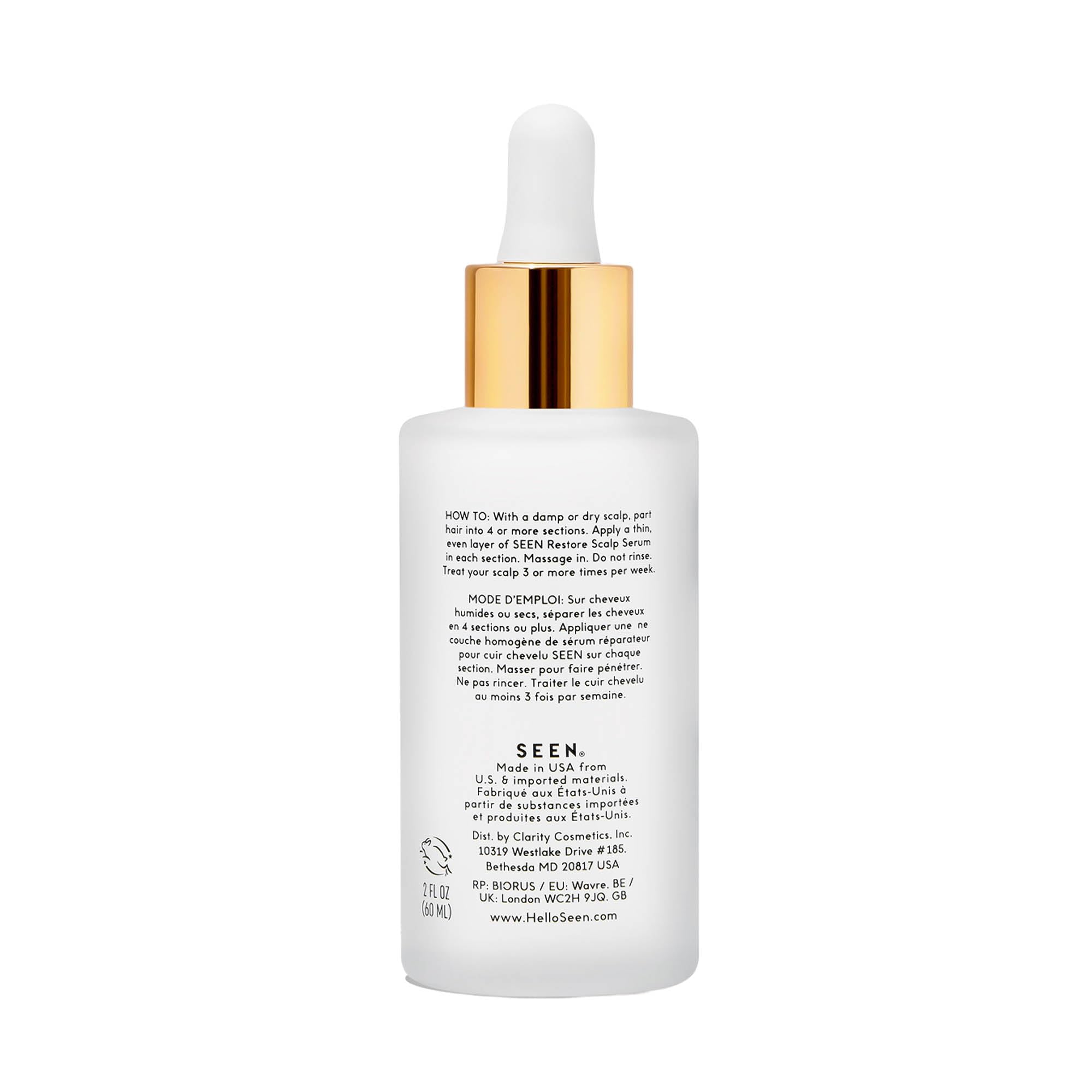 SEEN Restore Sérum Pompe: application rapide et non grasse pour le cuir chevelu.