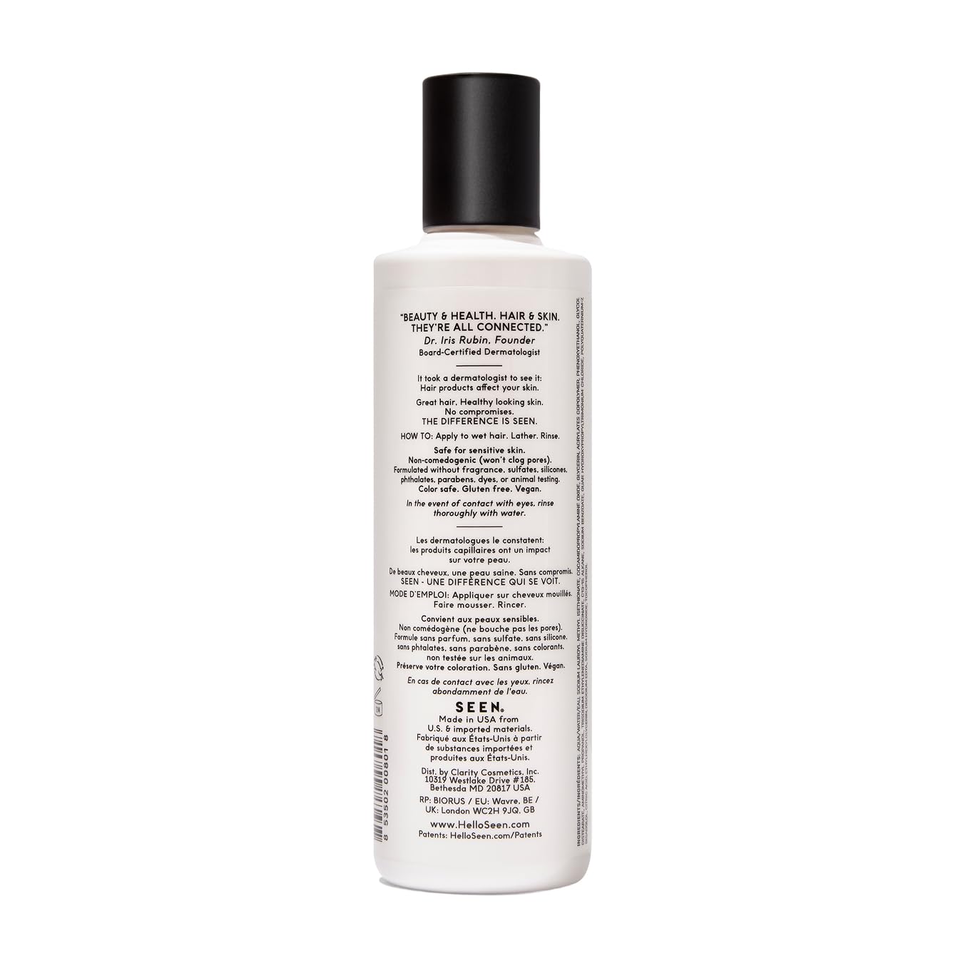 SEEN Shampoo sans parfum — mousse riche pour lavage doux.