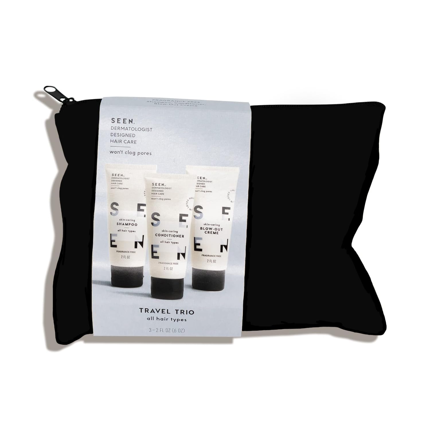 SEEN Travel Trio Shampoing mini sans parfum, cheveux propres et légers en voyage