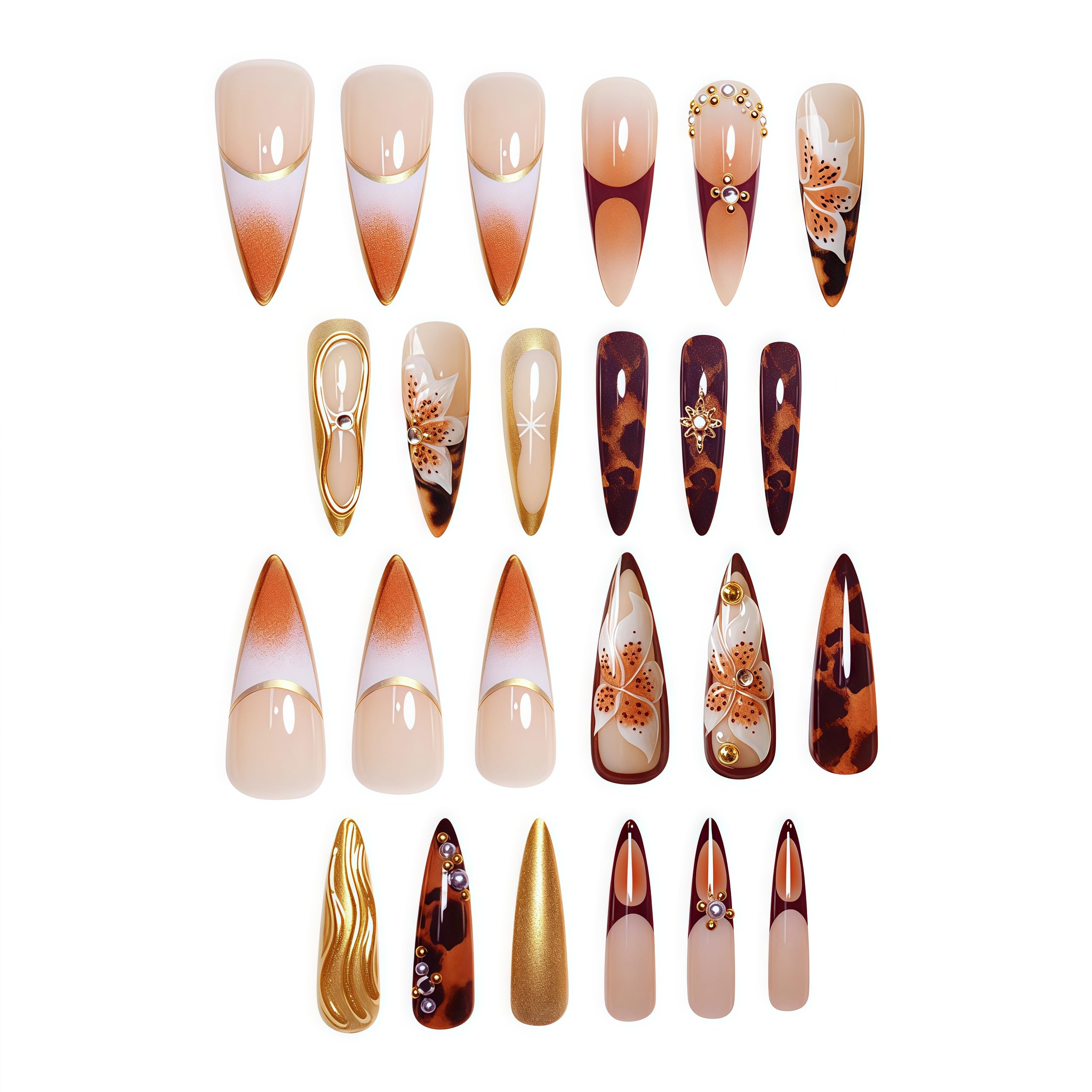 Ongles SEENEEY amande brun collection estivale 24 pièces
