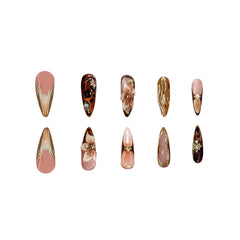 Ongles SEENEEY amande brun effet naturel bord fin pour confort quotidien