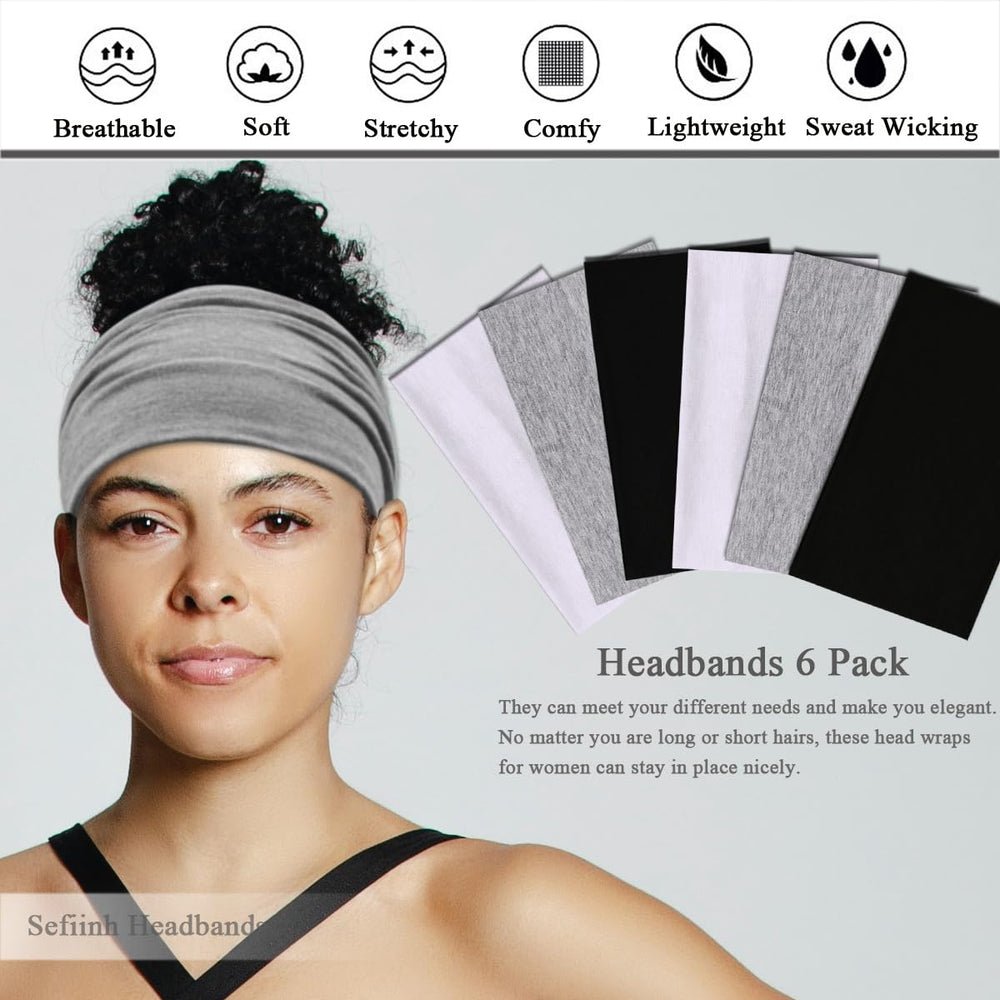 Sefiinh bandeau large blanc pour femmes, maintien léger pendant l'entraînement