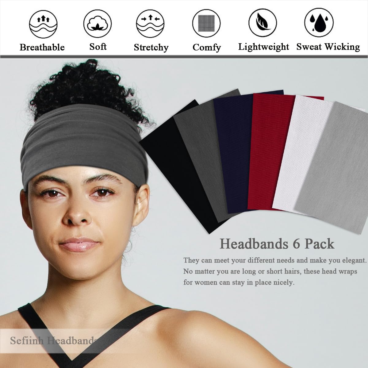 Bandeau Sefiinh noir, maintien fiable pour séances actives