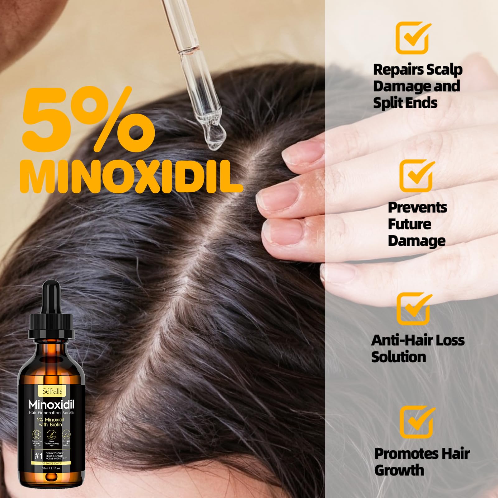 Sefralls Minoxidil 5% – biotine et nutriments – nourrir les cheveux