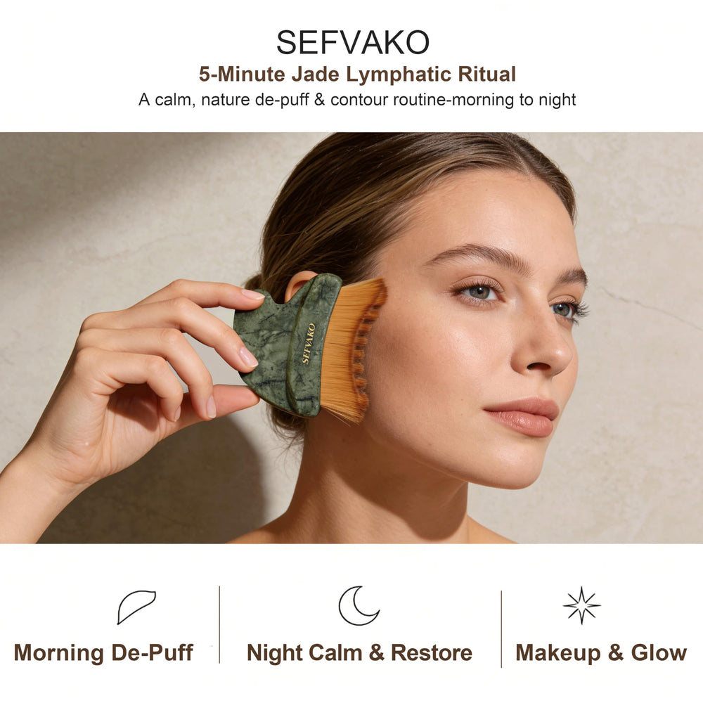 SEFVAKO edge gua sha jade pour contouring et détente du visage