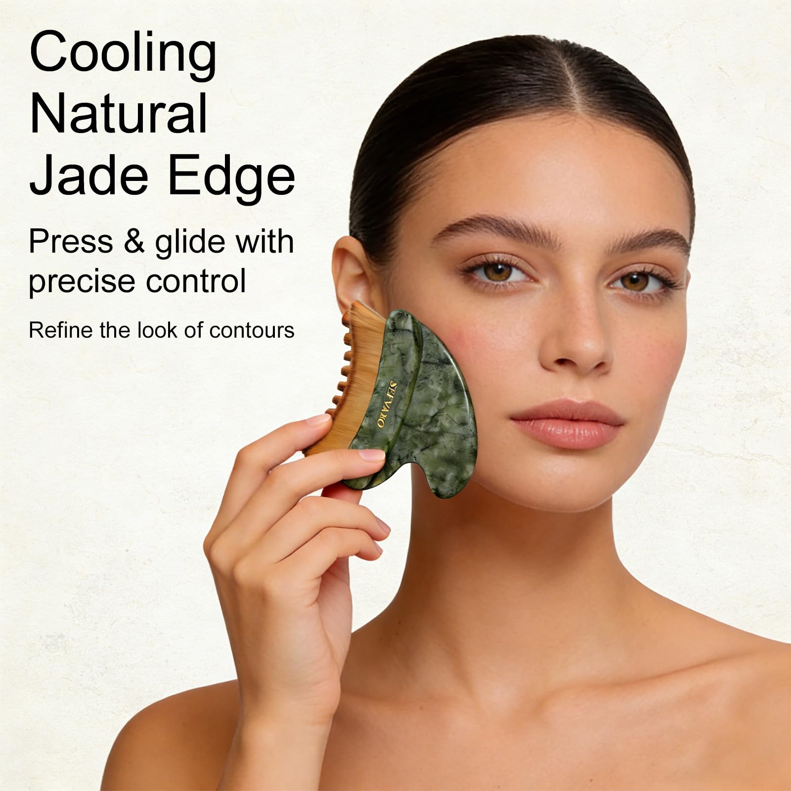 SEFVAKO gua sha jade contournant le visage pour définition des traits