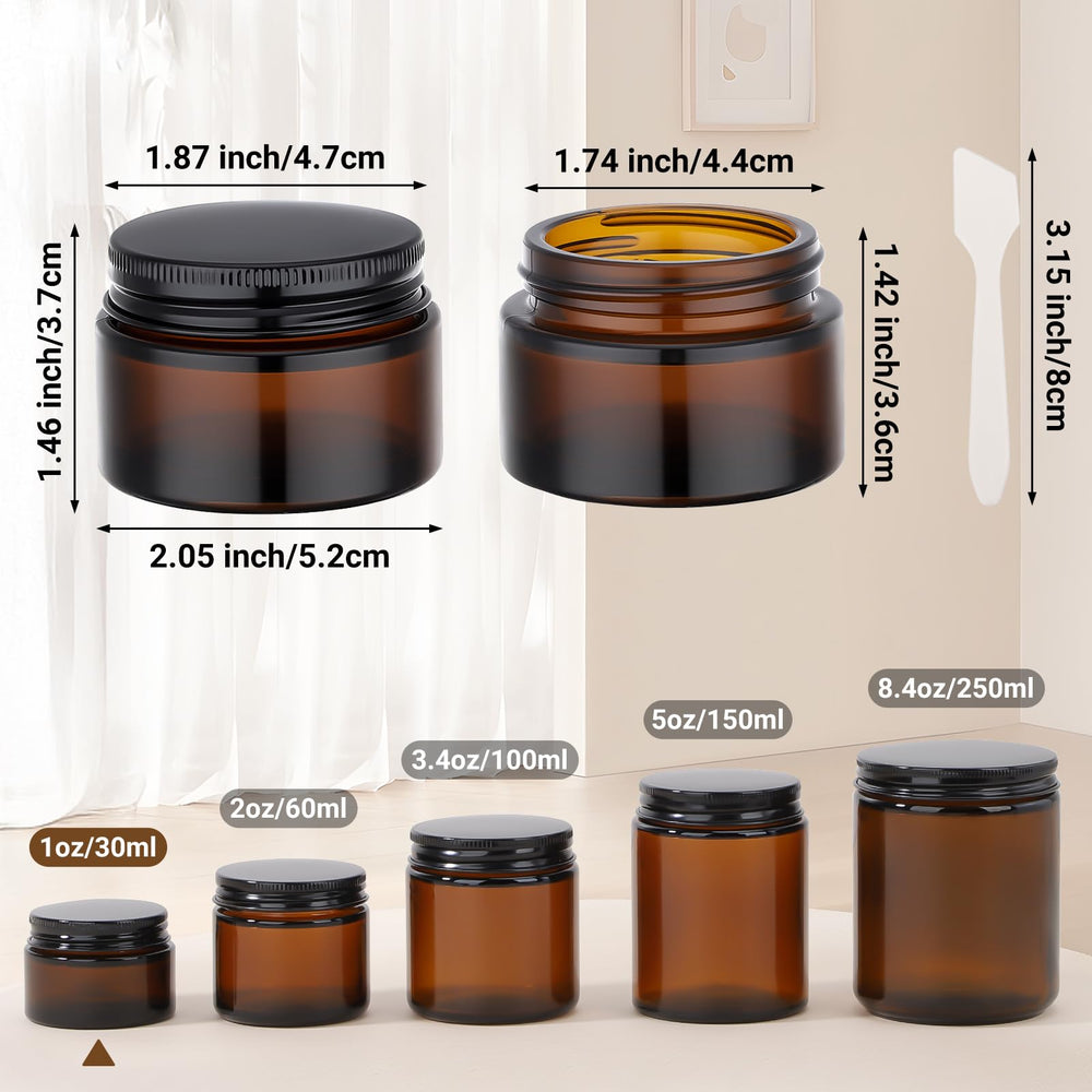 Segbeauty pot verre ambré 30 ml, grande ouverture pour remplissage facile