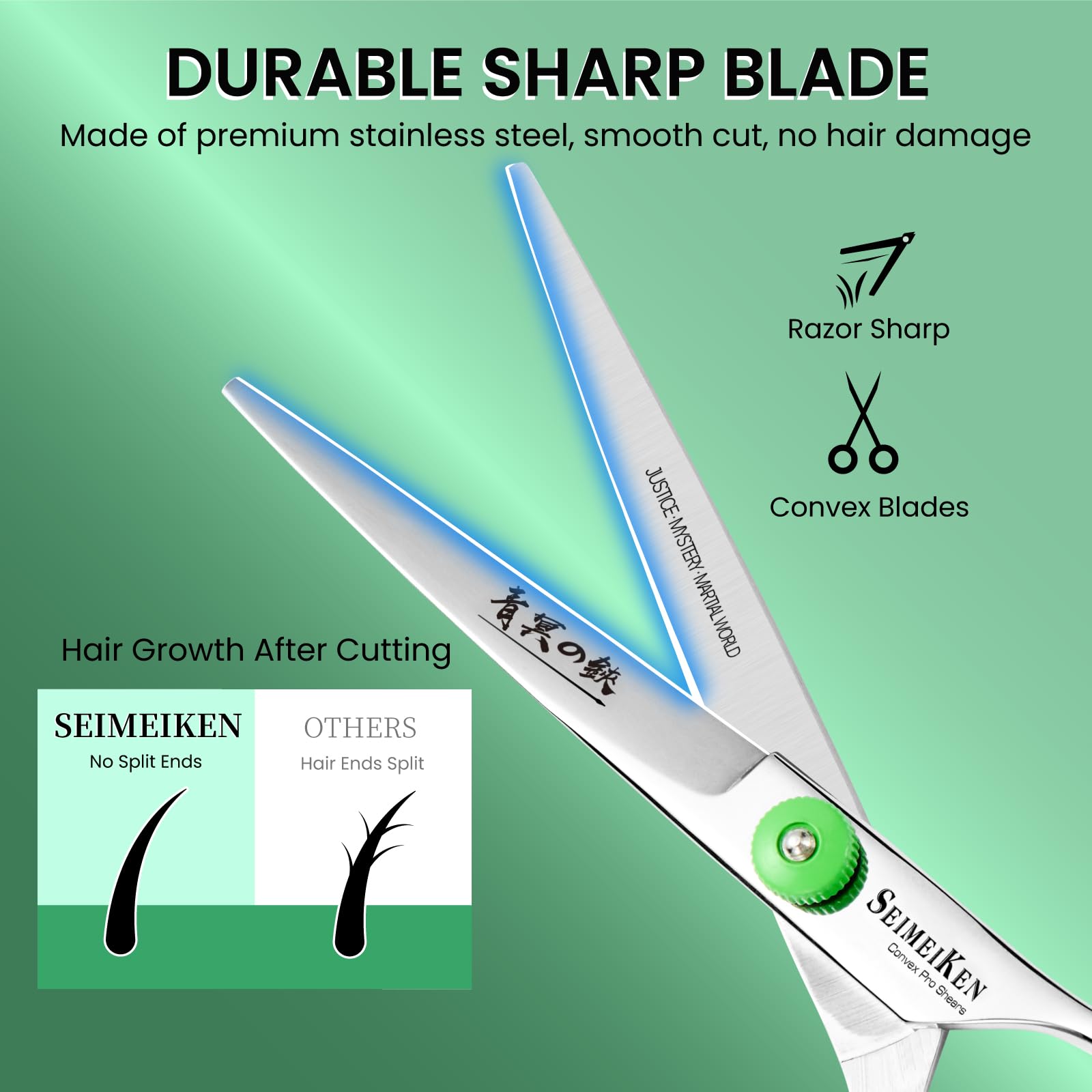 SEIMEIKEN ciseaux coiffure, poignée decalee ergonomique pour confort prolongé