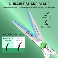 SEIMEIKEN ciseaux coiffure, poignée decalee ergonomique pour confort prolongé
