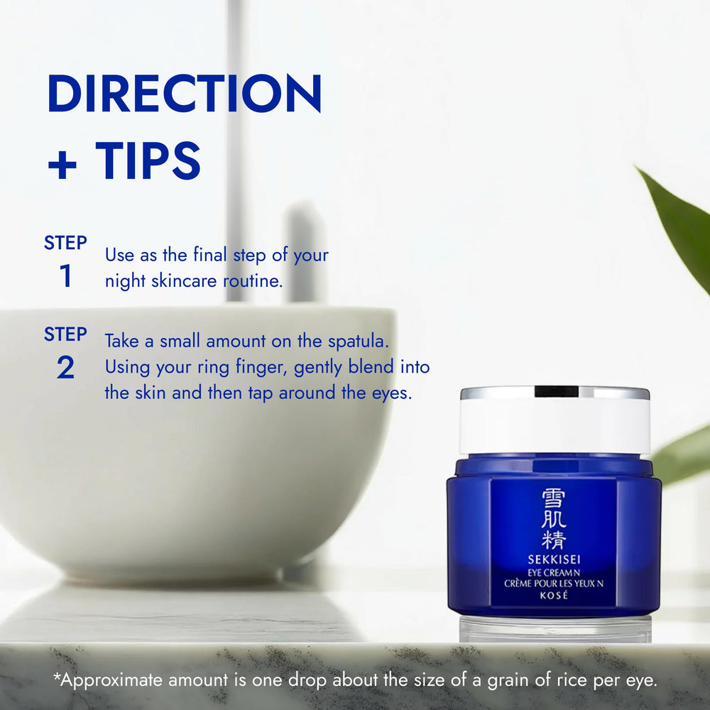 SEKKISEI Crème Yeux application – rituel quotidien pour un regard plus frais.