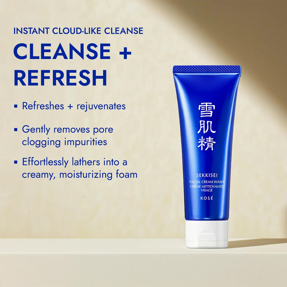 Sekkisei mousse-douce, mousse légère enveloppant le visage pour une sensation rafraîchissante.