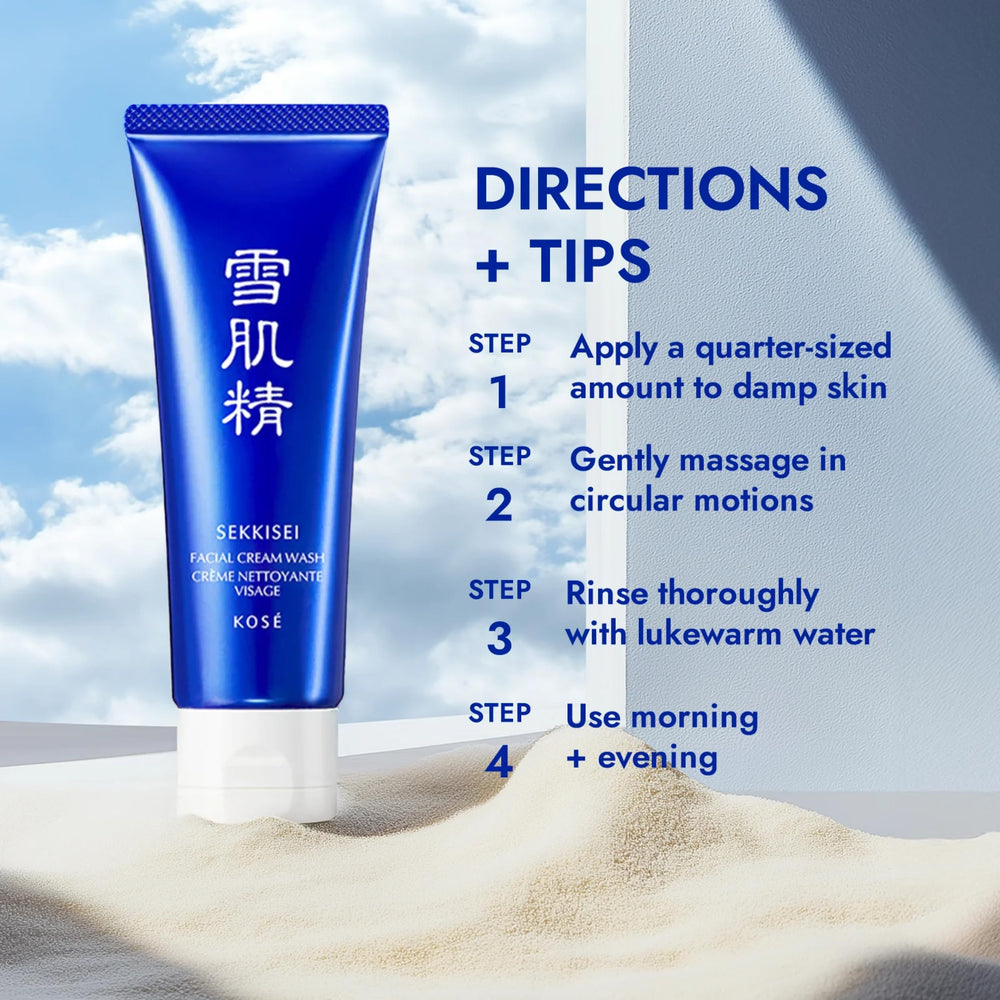 Sekkisei rinçage-eau, rince facilement les résidus et laisse une peau pure.
