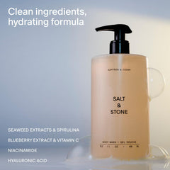 Lait-corps Sel et Pierre, mousse riche pour douche nourrissante.
