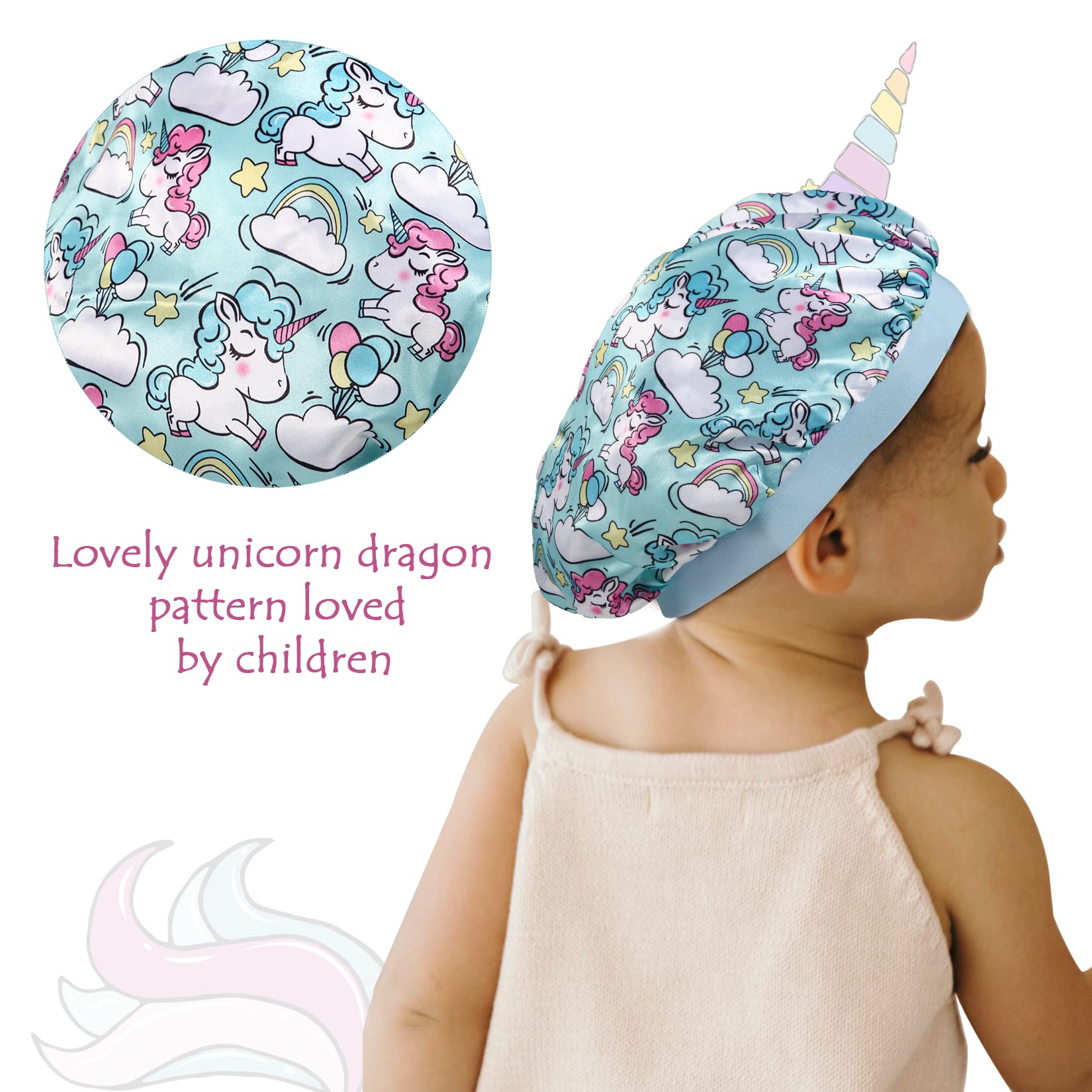 Bonnet Selalu satin bleu pour enfant, réduit les frottements nocturnes.