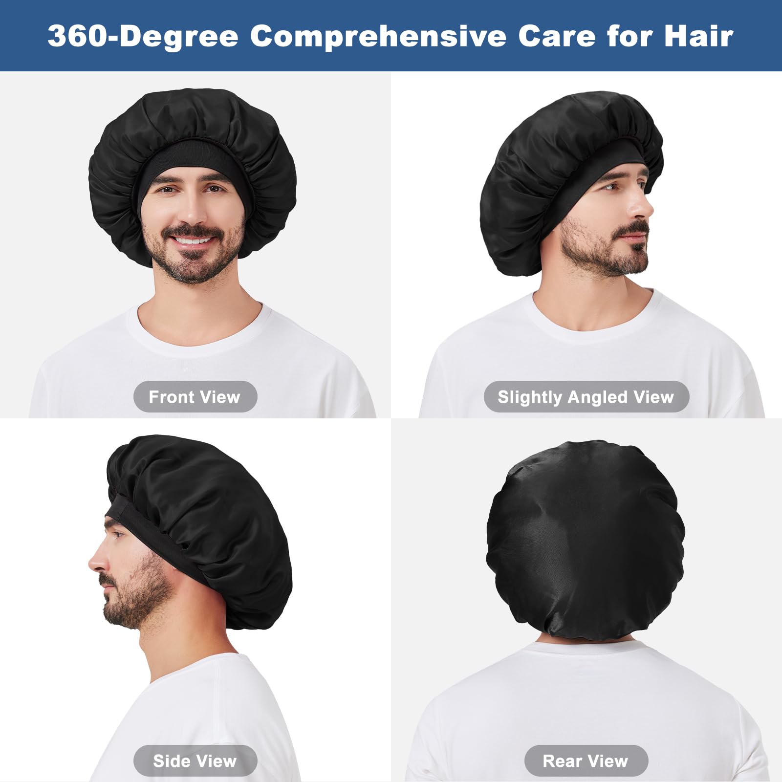 Lot de trois bonnets satin Selalu pour varier les looks nocturnes.