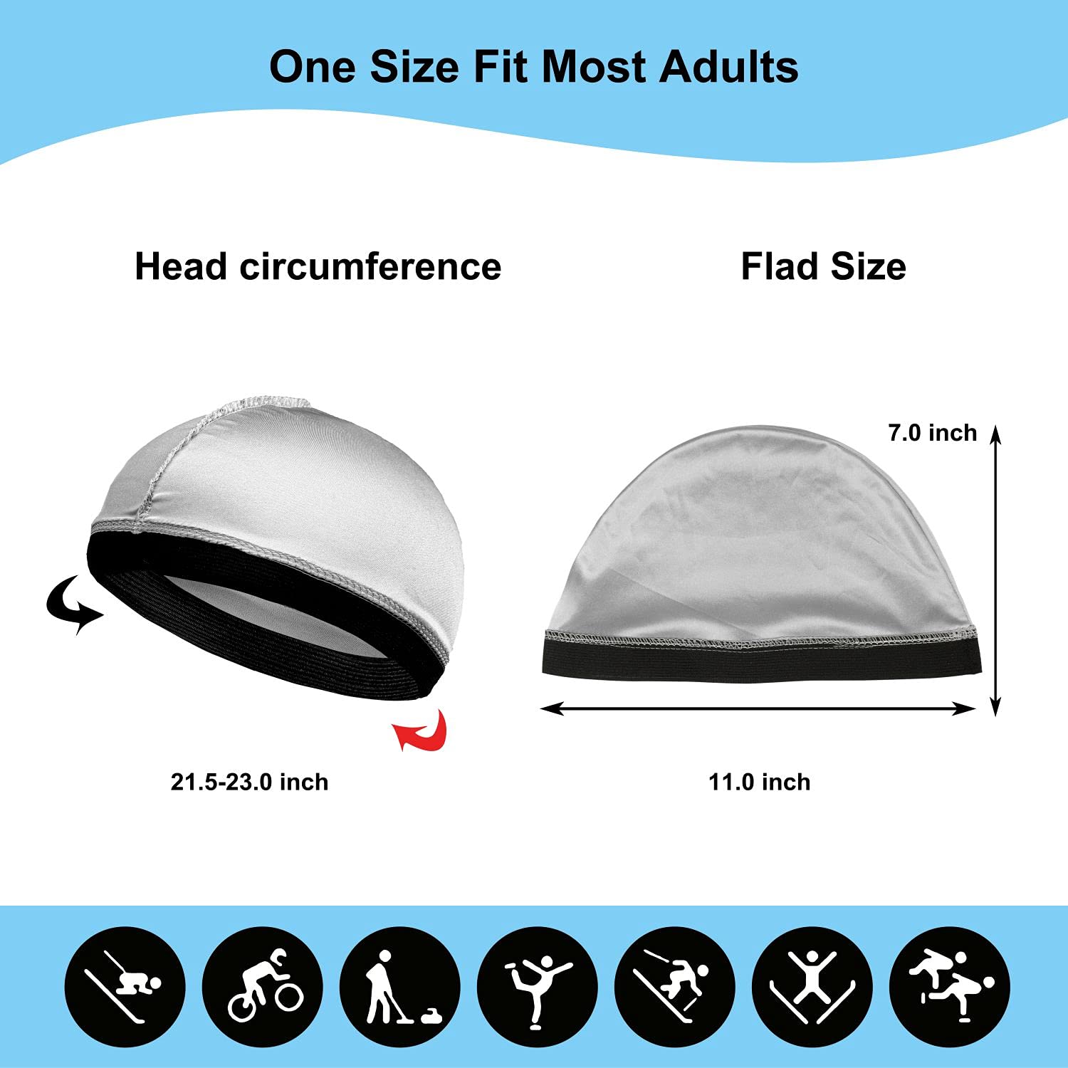 Selalu bonnet en soie bleu marine, avant: ajustement léger et ventilation.