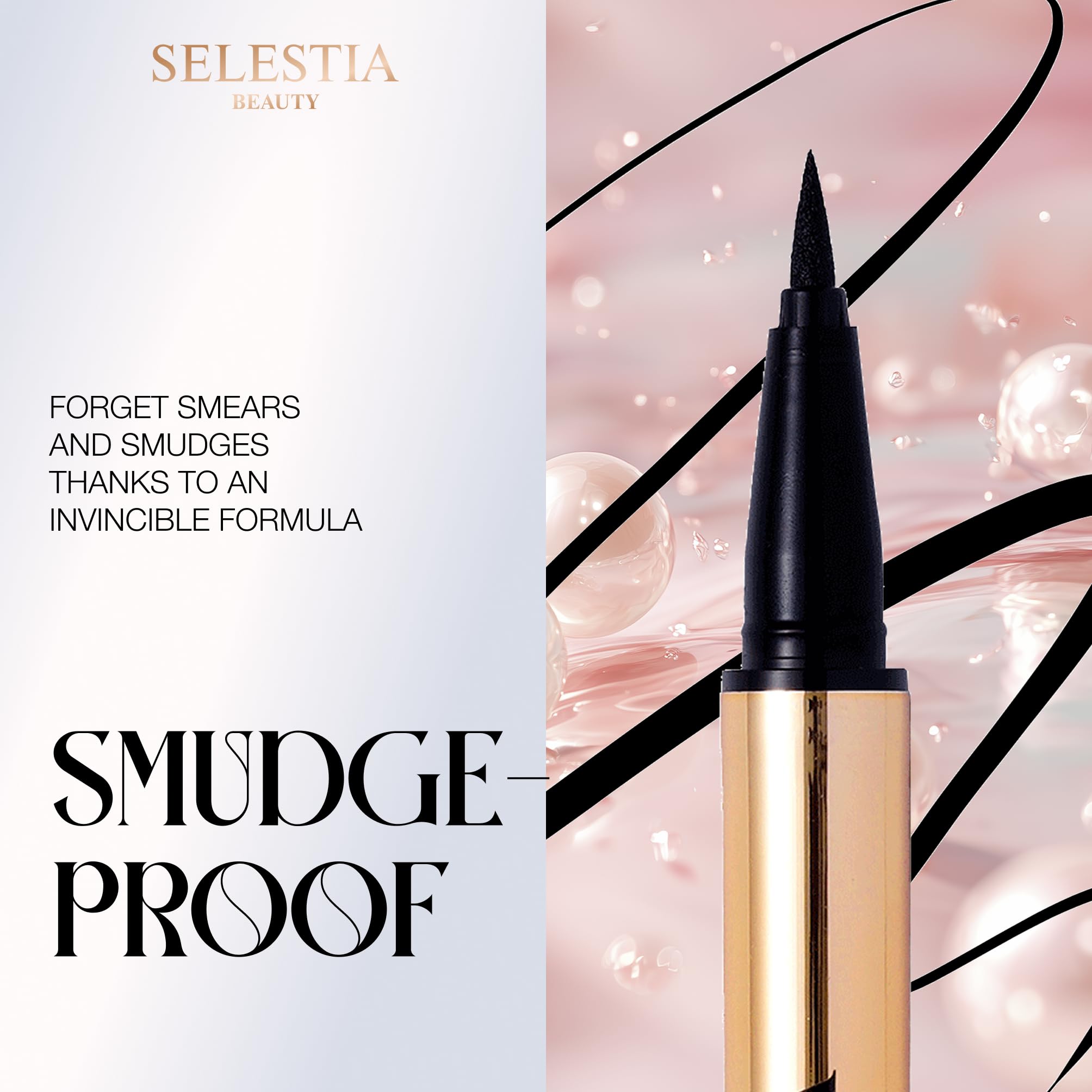 SELESTIA BEAUTY Queen Cobra Eyeliner offre une tenue longue durée sans bavures.