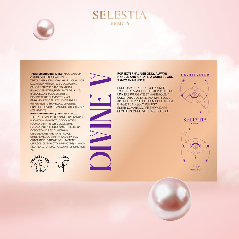 SELESTIA BEAUTY Divine V fini lumineux sur les points saillants du visage.