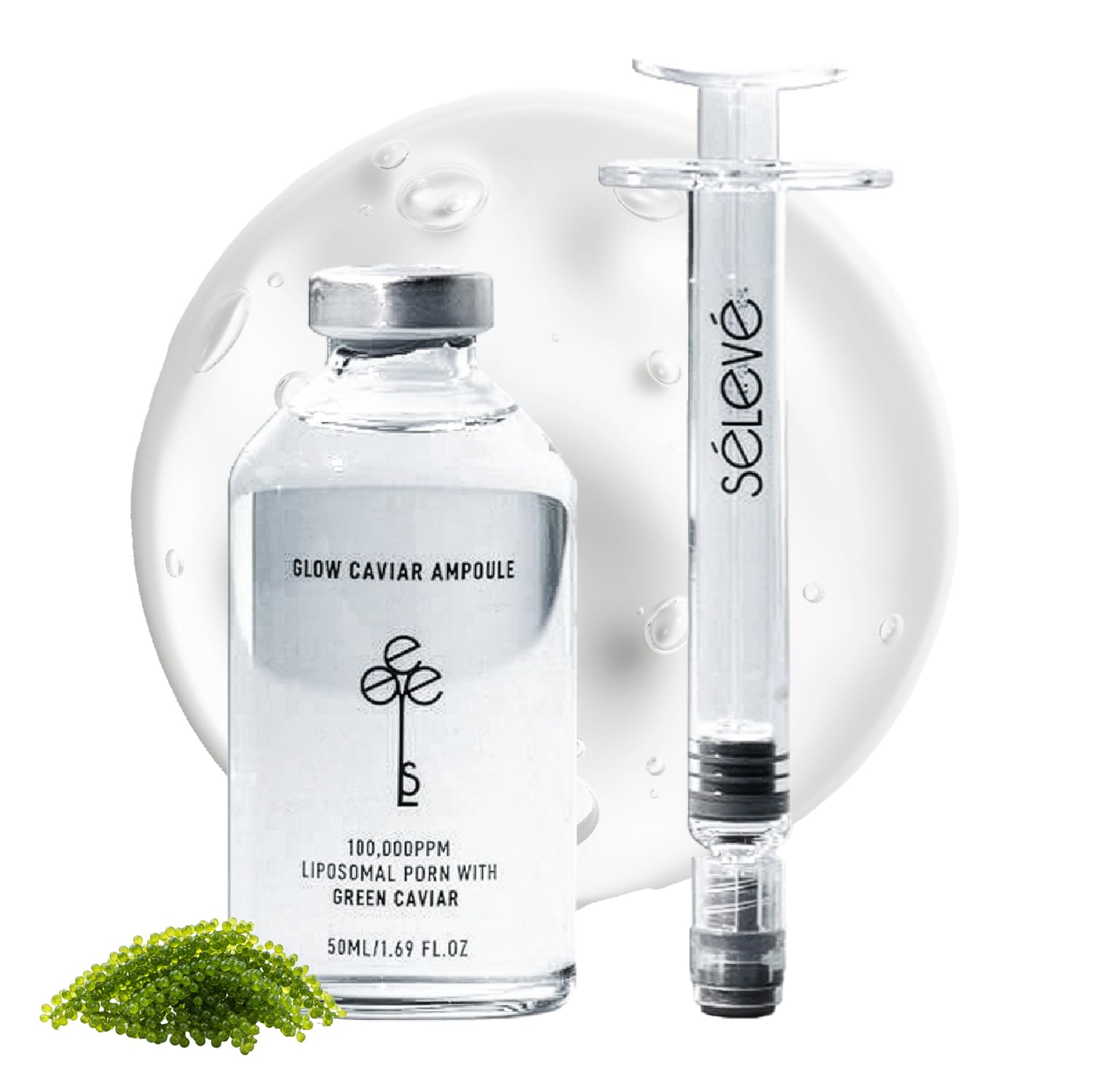 SELEVE Glow Caviar Ampoule: bouteille-airless pour hydratation rapide et durable.