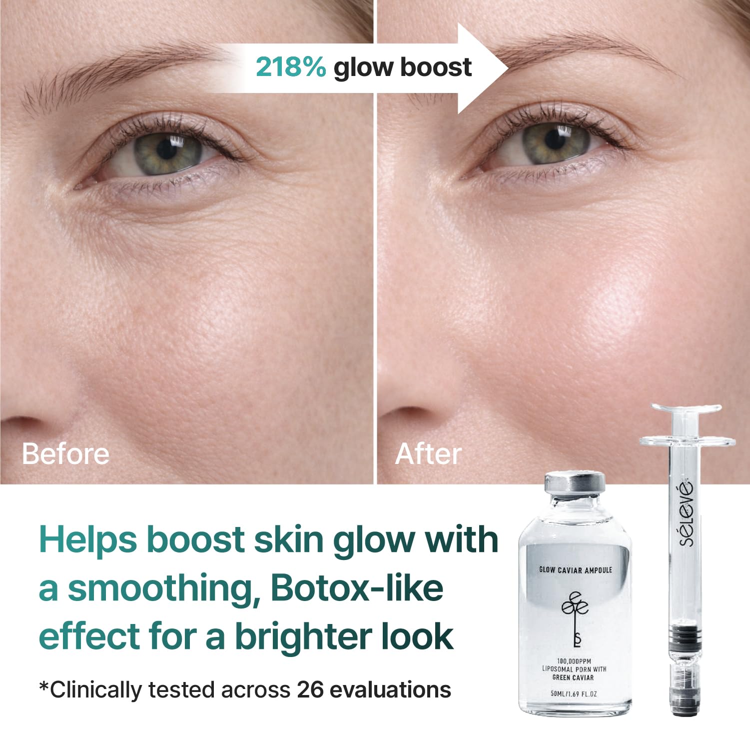 SELEVE Glow Caviar Ampoule: caviar vert comme ingrédient clé pour l'hydratation.