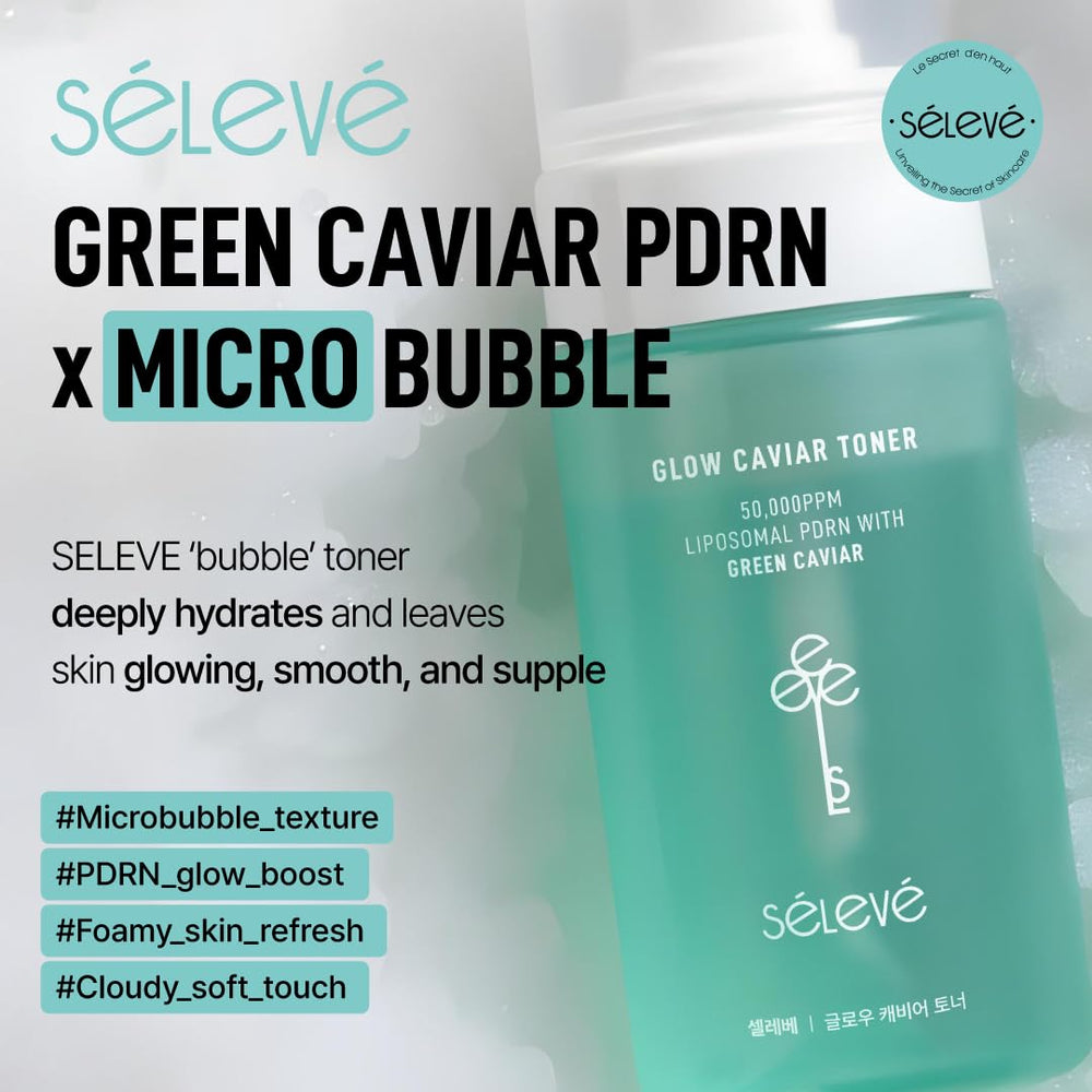 Goutte d'application SELEVE Glow Caviar Tonique pour une absorption légère.