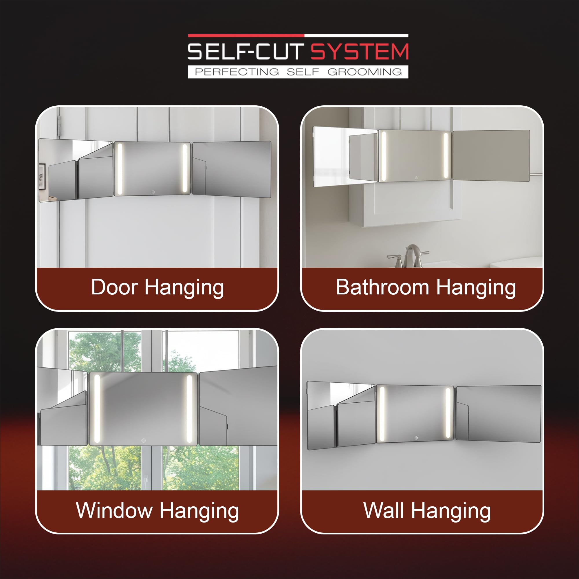 Self-Cut System : miroir pliable et durable, parfait pour les voyages.