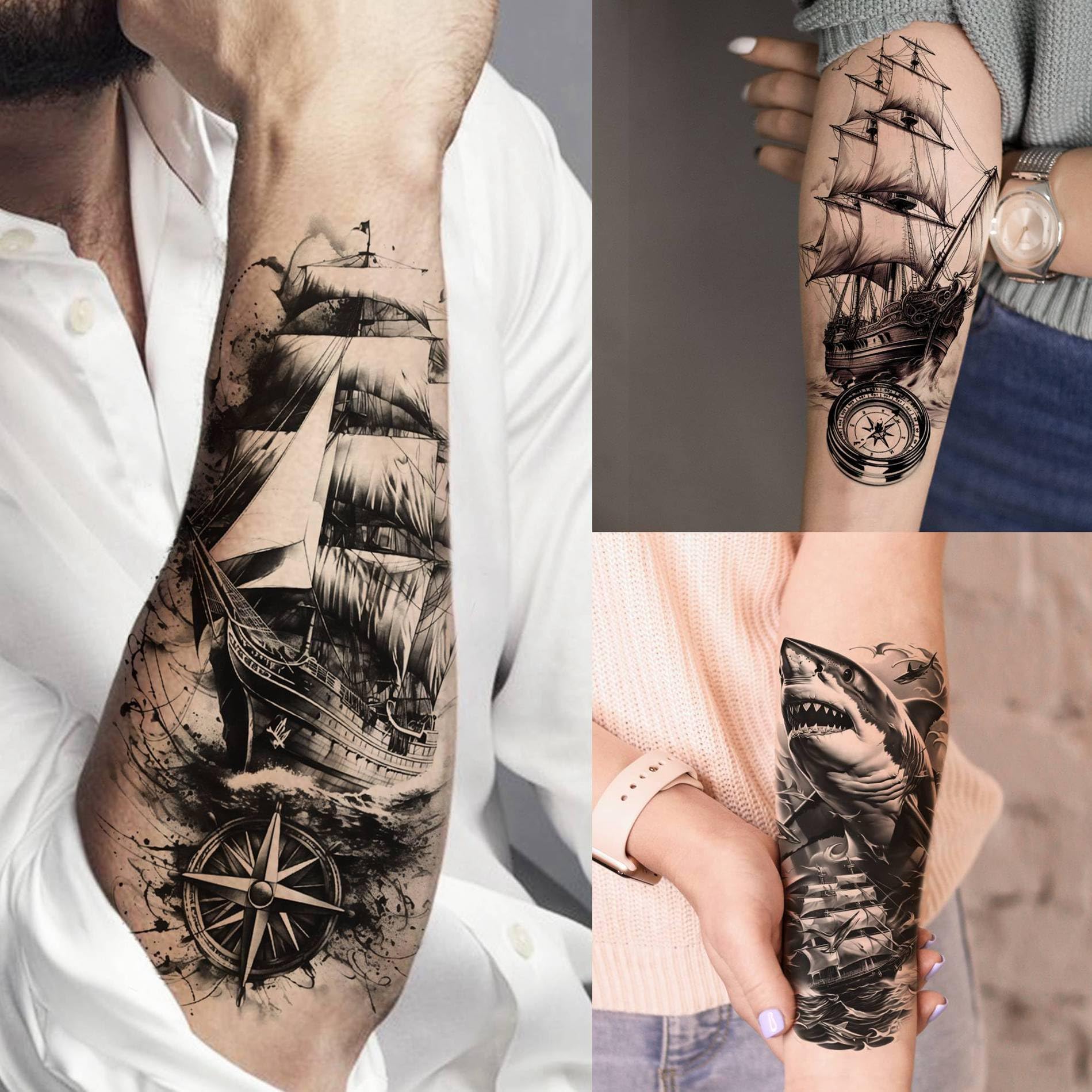 Tatouage temporaire SELIDODO planètes étoiles lune, style cosmique.