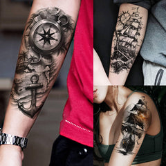 Tatouage temporaire SELIDODO vague mer bateau, look estival et tendance.