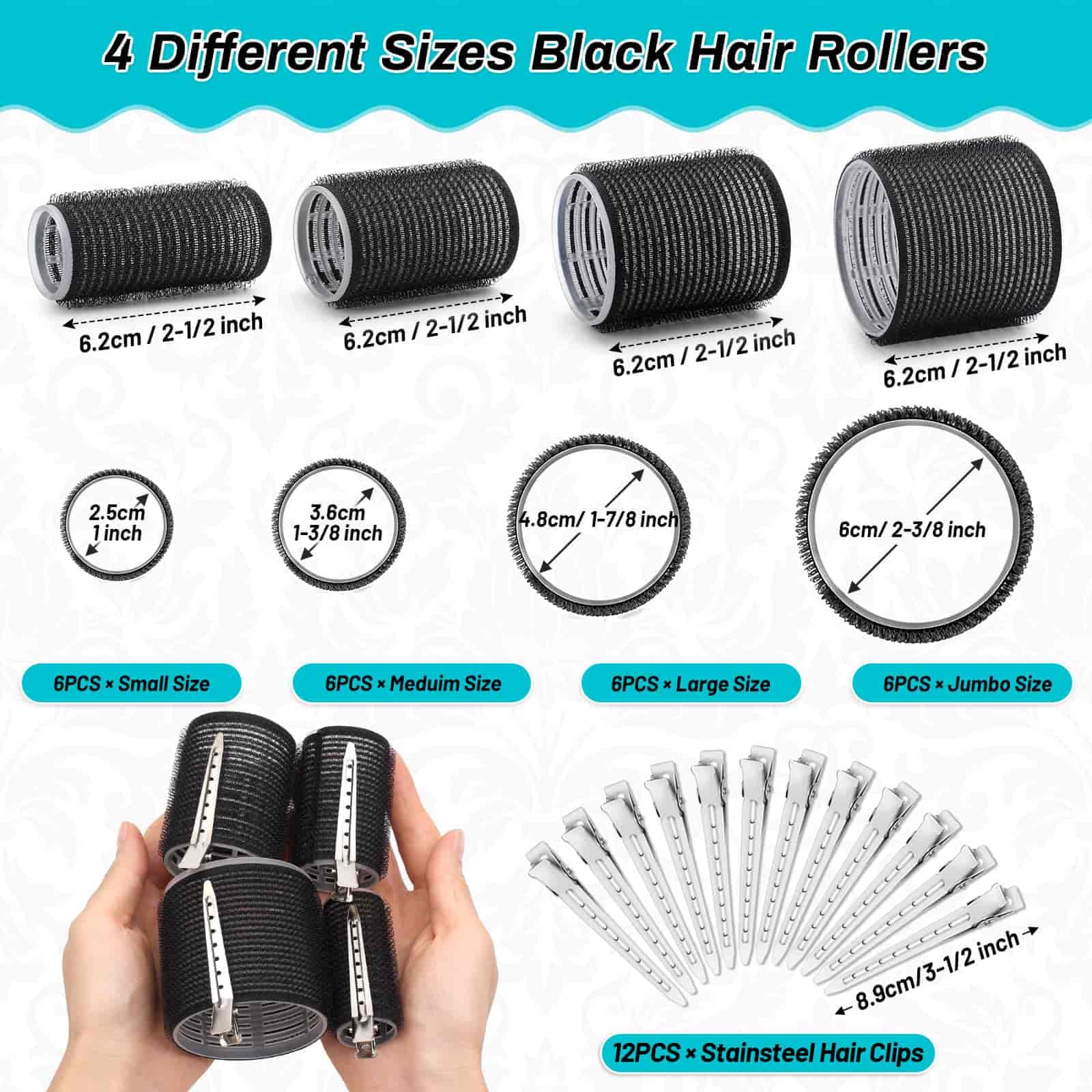 Selizo pinces coiffure: fixation sûre des rouleaux pour des vagues nettes.