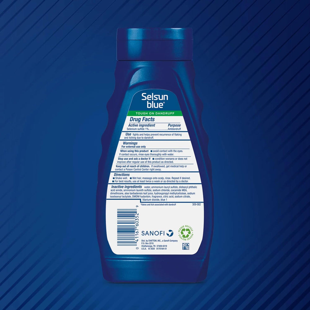 Selsun Blue, cuir chevelu apaisé après utilisation, relief des démangeaisons.