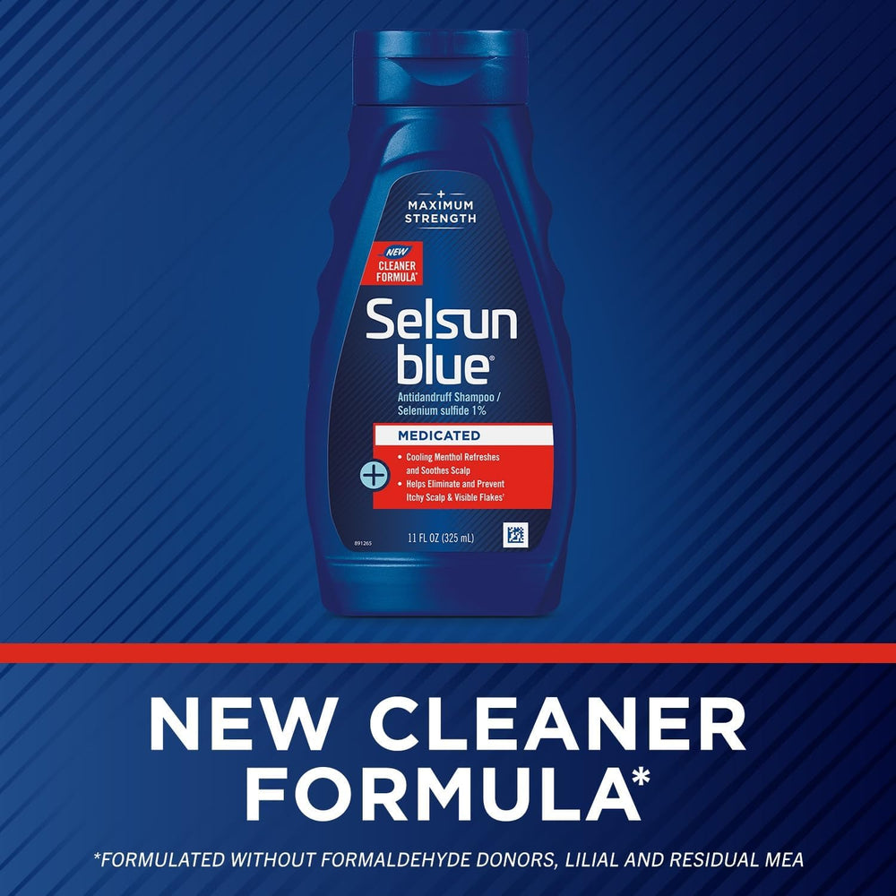Selsun Blue anti-pelliculaire 1%, action ciblée sur les pellicules.