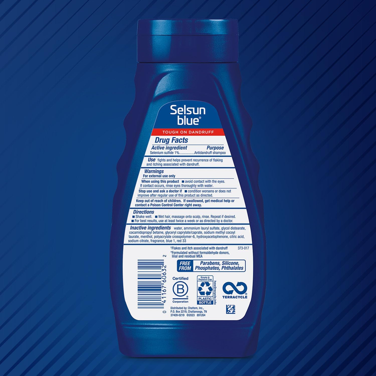 Selsun Blue avec menthol, sensation de fraîcheur instantanée.