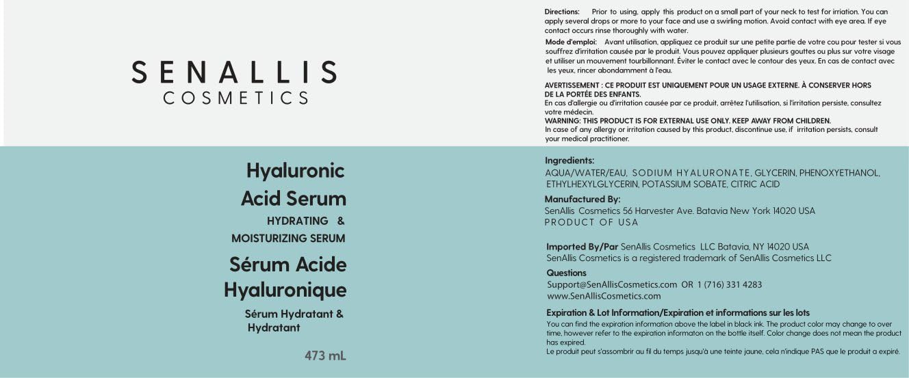 SenAllis Cosmetics routine quotidienne: sérum hydratant hyaluronique prêt à l'emploi.