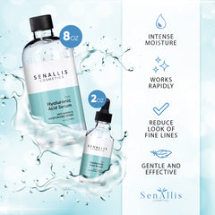 Texture riche du sérum SenAllis Acide Hyaluronique, absorption rapide sur le visage