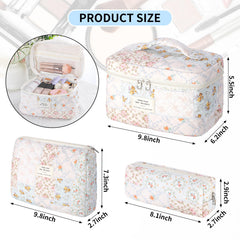 Senbowe sac maquillage floral format moyen, parfait pour les essentiels quotidiens.