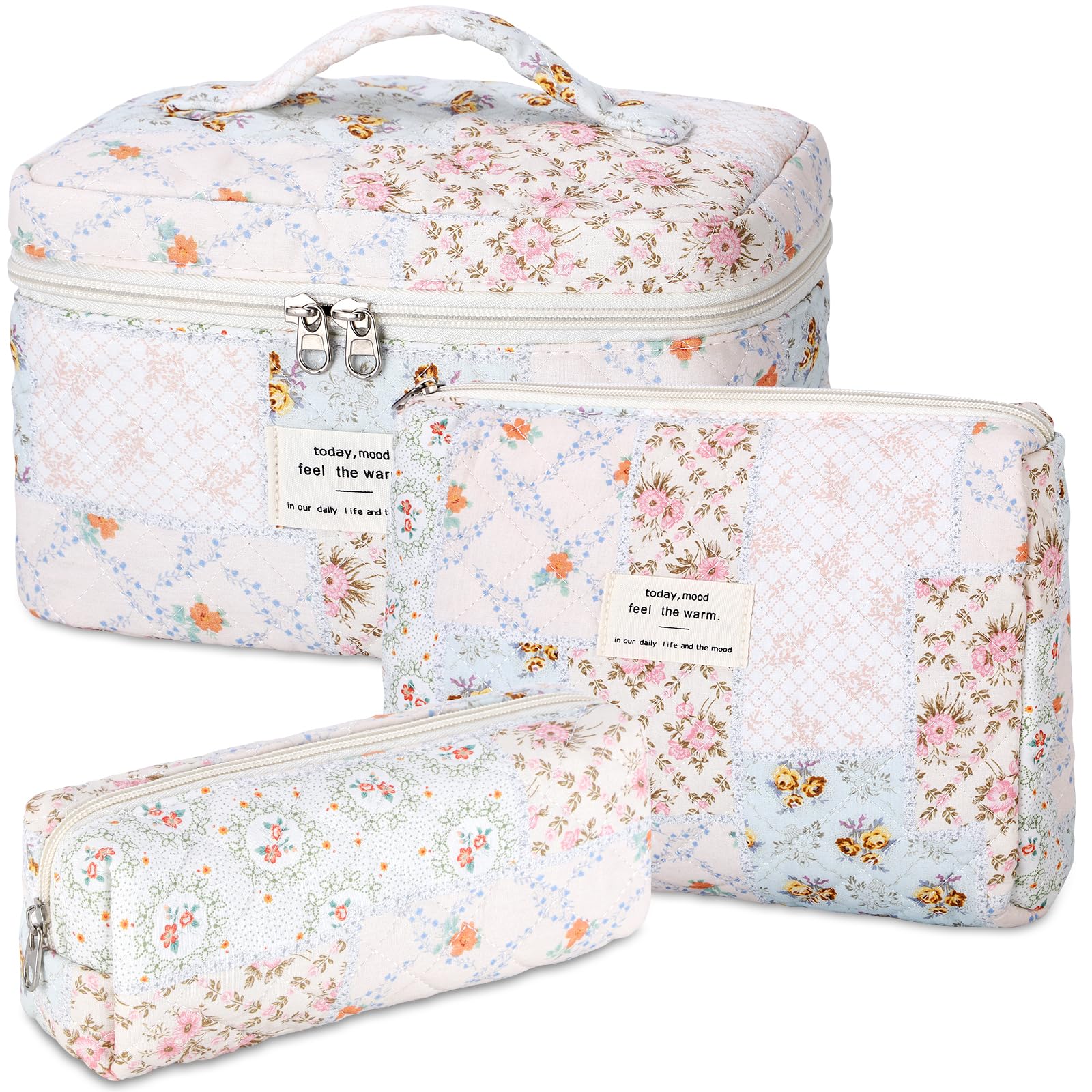 Senbowe sac maquillage floral grand-format, rangement spacieux pour essentiels.